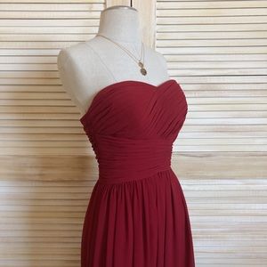Burgundy Red Size 2-4 Bridesmaid Maxi Dress